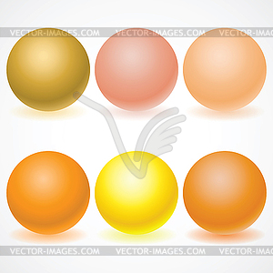 Set of multicolored spheres with shadows - vector image