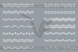 Set of horizontal White lace borders for design - vector clipart
