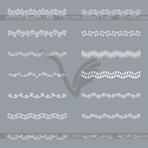 Набор горизонтальных белых бордюров для дизайна - изображение в векторе