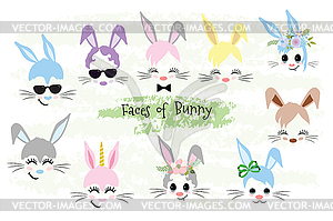 Happy Easter Bunny face Clipart Easter gift - royalty-free vector clipart