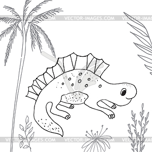 Stylized dinosaur of middle to late Cretaceous - vector clipart