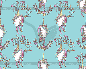 Unicorn Rainbow seamless pattern - vector image