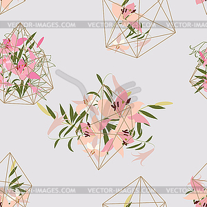Greeting hand-drawn lily floral background - vector clipart