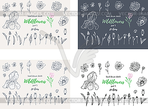 Collection Of Sketches With Plants - vector clip art