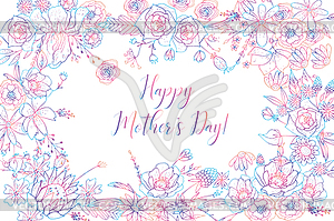 Mother`s Day Greeting Card With Beautiful Blossom - vector image