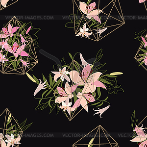 Приветствие рисованной лилии цветочный фон - векторизованное изображение клипарта