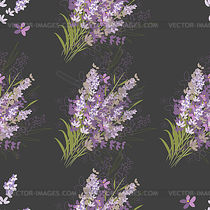 Seamless floral pattern with lavender flowers - vector clip art