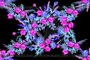 Floral Lavender Carnation St. John`s wort background - vector clipart