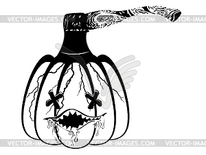 Pumpkin and hatchet - vector clipart