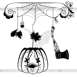Pumpkin and hatchet - vector EPS clipart