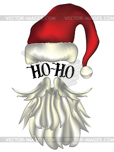 Santa hat and beard card - vector clip art