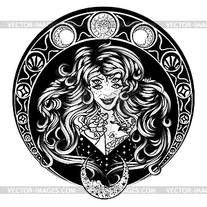 Witch woman with four eyes - vector clipart