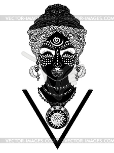 African voodoo woman - vector clip art