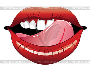 Женские губы с зубами - векторное графическое изображение