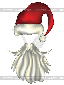 Santa hat and beard card - vector image