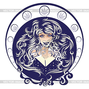Smoking girl design - vector clip art