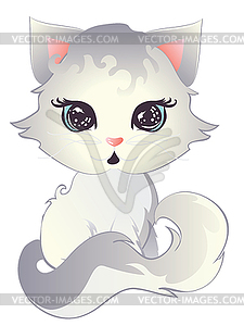 White kitten with blue eyes - vector clipart