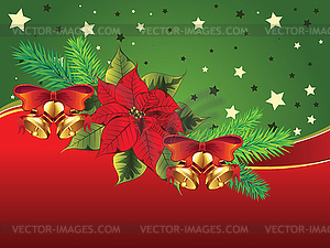 Christmas banner with poinsettia - vector image