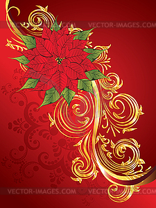 Christmas banner with poinsettia - vector clip art