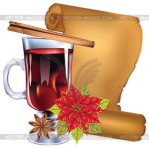 Glass of mulled wine - vector image