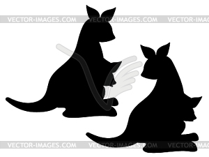Силуэт мультяшныйа кенгуру - изображение в векторном виде