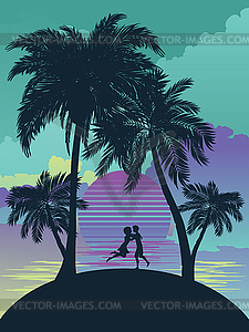 Sunrise tropical island - vector clipart