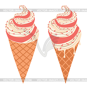 Vanilla Ice cream cone - vector image