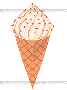 Vanilla Ice cream cone - vector image