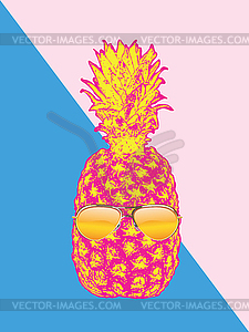 Retro background with pineapple - vector image