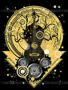 Guitar tree music poster - vector image