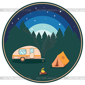 Night camping poster - vector clipart