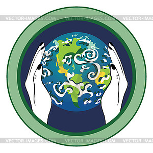 Planet Earth in human hands - vector clipart