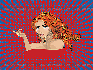 Pop art woman portrait - stock vector clipart