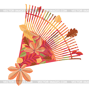 Raker with fallen leaves - vector image