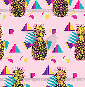 Retro background with pineapple - vector clipart