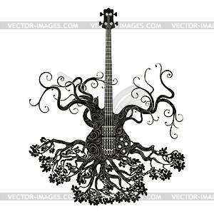 Retro guitar tree - vector image