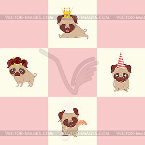 Life of pug - vector clip art