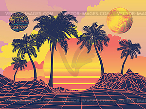 Sunrise tropical island - vector image