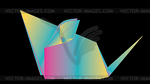 Neon origami mouse - vector clipart