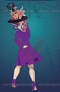 Sugar skull witch woman - vector clipart / vector image