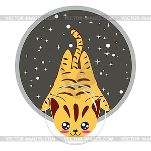 Yellow striped cat design - vector clipart