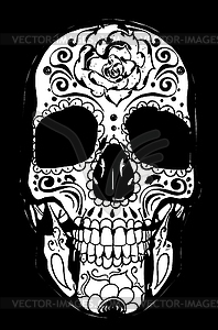 Sugar skull in monochrome - vector clipart