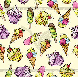 Seamless pattern whith ice cream - vector EPS clipart