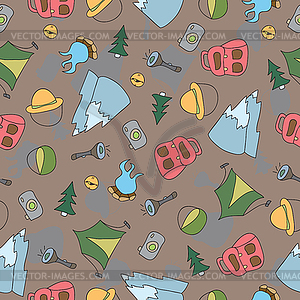 Seamless pattern of Camping Elements - vector image