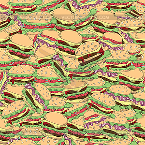 Cartoon hamburger seamless pattern - vector image