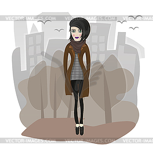 Stylish girl - color vector clipart