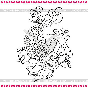 Japanese carp - line drawing image - vector image