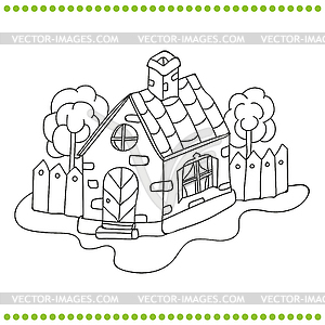 Black and white house - royalty-free vector clipart