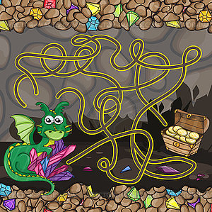 Maze game template with dragon - vector clipart