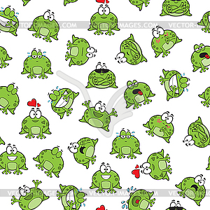 Sweet seamless pattern with frogs - vector image